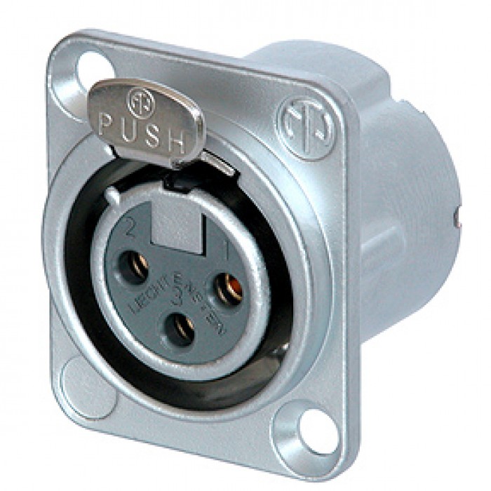 3 Pole Female XLR Chassis Connector - Neutrik NC3FD-LX-HE