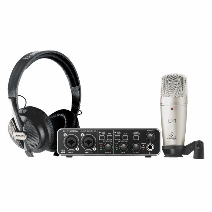 USB Audio Interface, Condenser Microphone, Studio Headphones